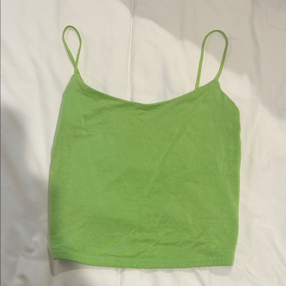 Green Spaghetti Strap Top (cropped)